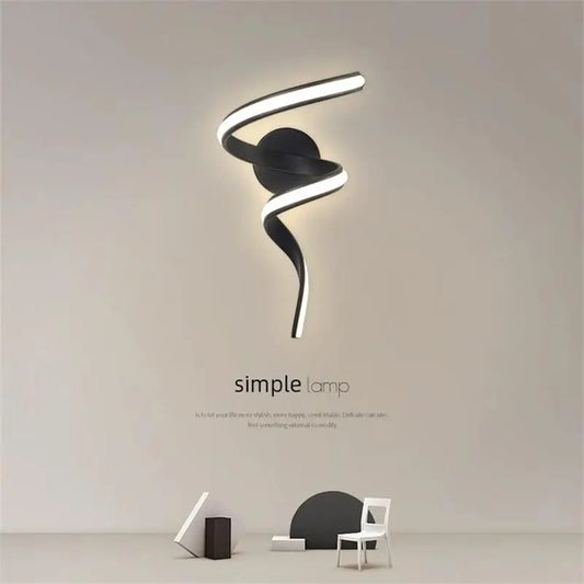Modern LED Wall Lamp Minimalist Spiral Wall Light Curve Home Decor Fixture Surface Mount Art Led Wall Sconce For Bedroom Balcony