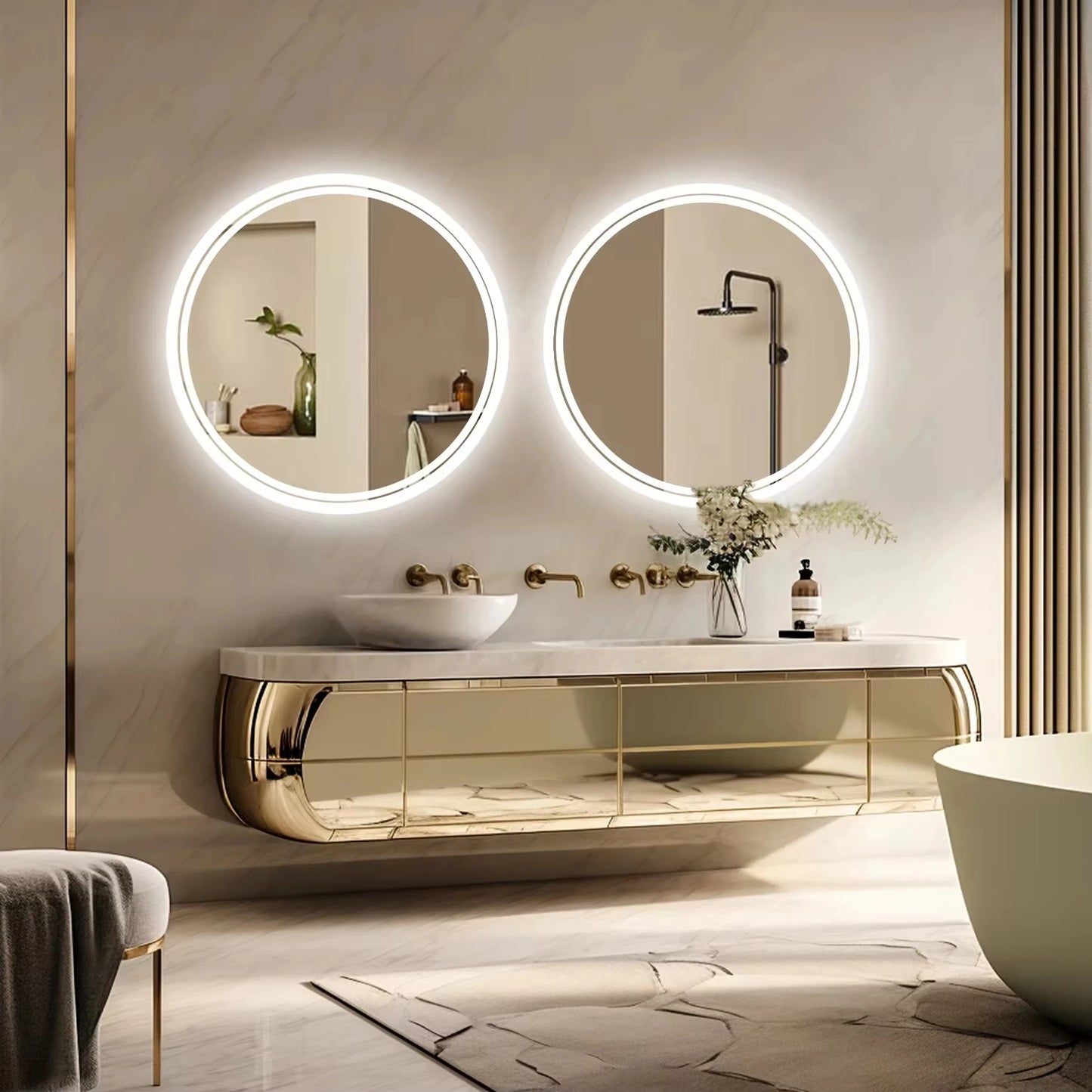 LED HD Smart Bathroom Mirror with Lights Circle Backlit Bathroom Mirror Wall Mounted Illuminated Mirror advanced Bathroom Mirror