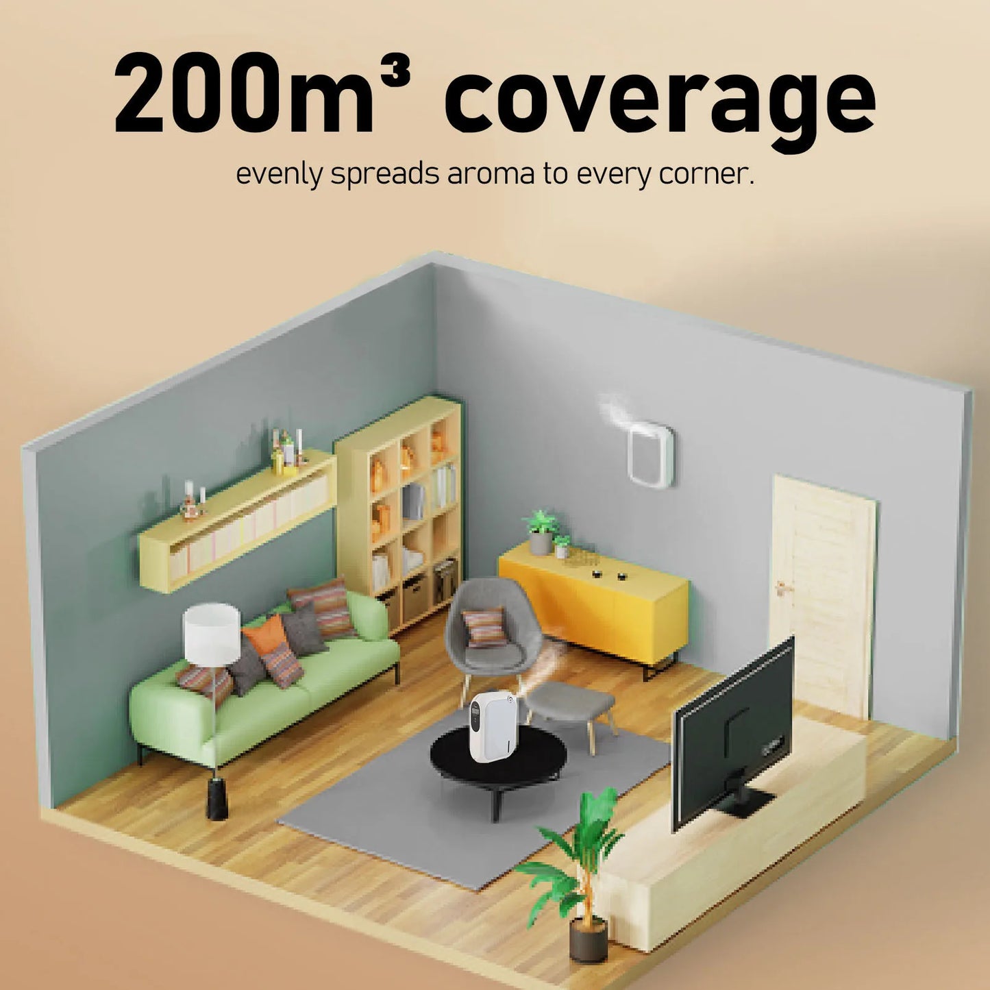 Aromatherapy Diffuser Machine Premium PP 2 Way Placement 140ml 4 Speed Air Diffuser USB Powered for Restaurants