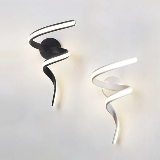Modern LED Wall Lamp Minimalist Spiral Wall Light Curve Home Decor Fixture Surface Mount Art Led Wall Sconce For Bedroom Balcony