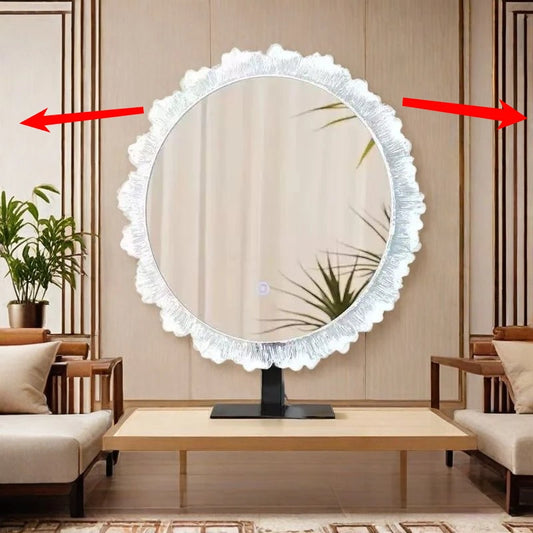 Smart Mirrors Round Bracket Mirrors for Makeup Multiple Gears Tabletop Mirror with Led Lighting Decorative Mirror for Bedroom