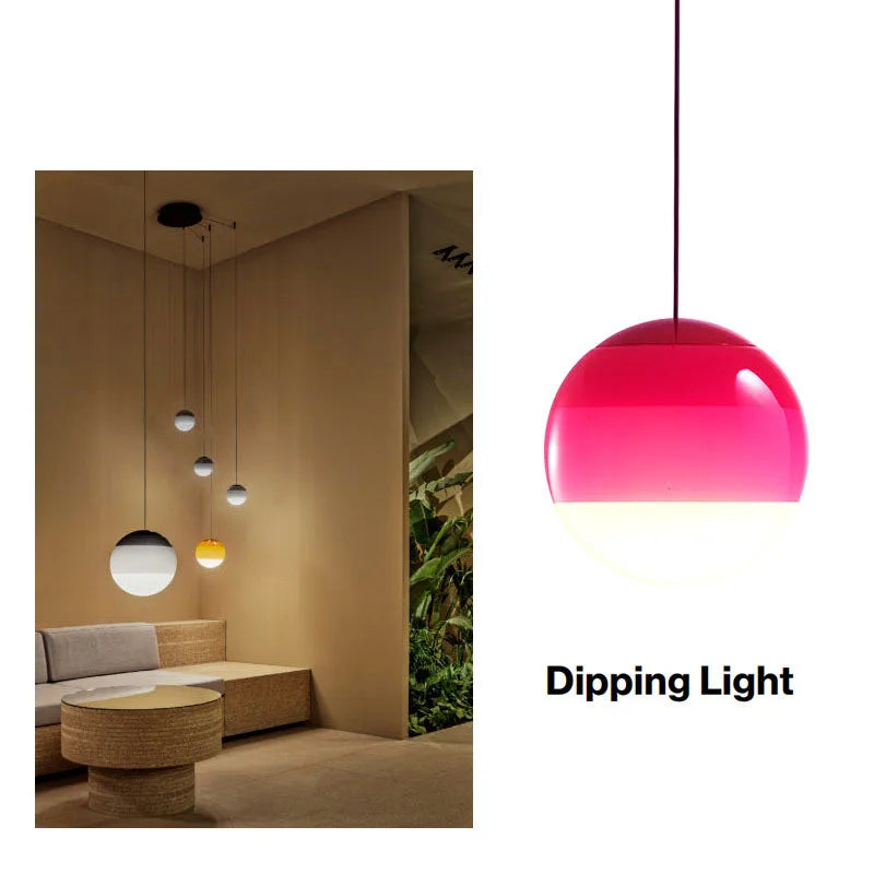 Nordic Gradient Colorful Pendant Light Glass Ball LED Hanging Lamp Dining Bedroom Restaurant Creative Balloon Suspension Fixture