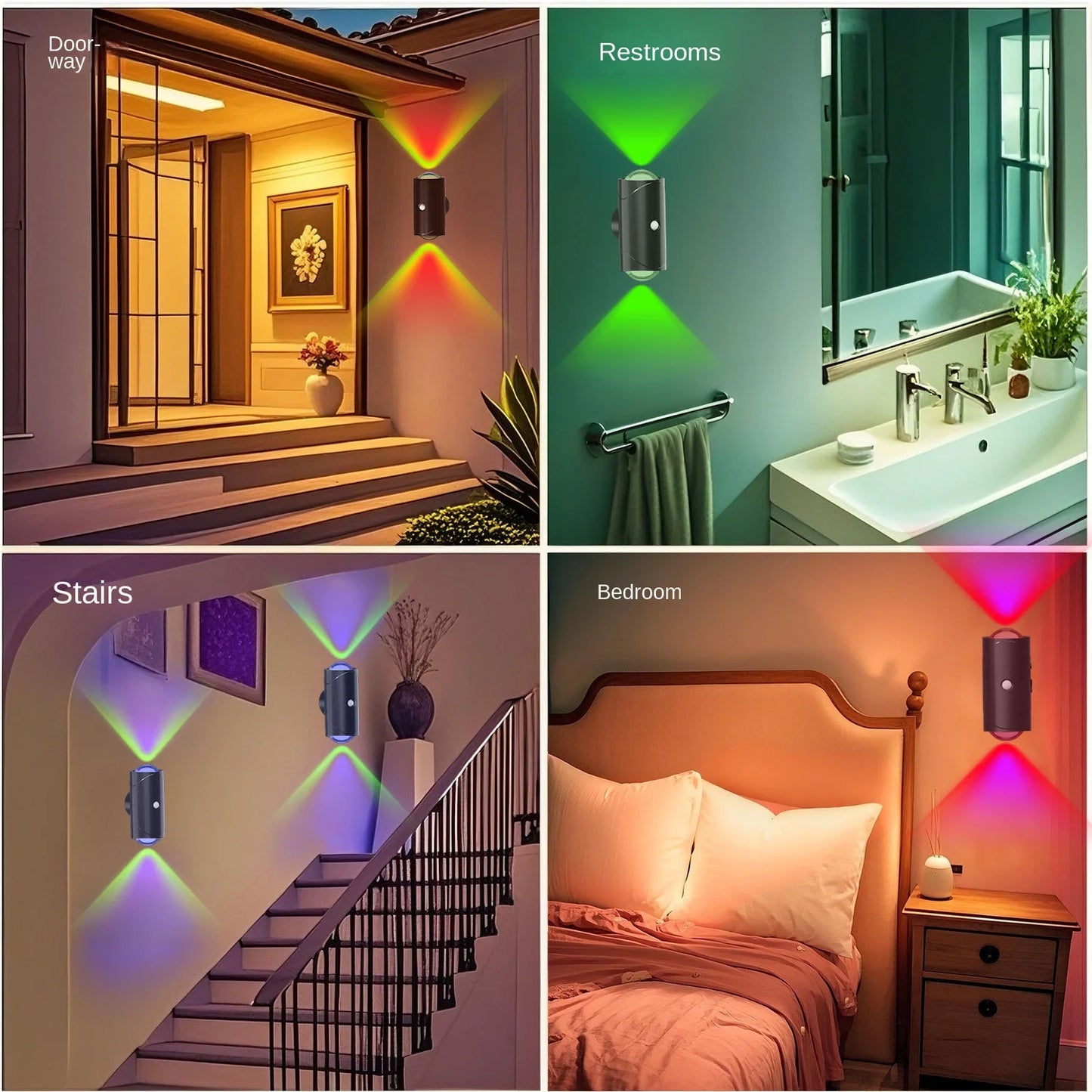 RGB Gradient LED Night Light with Motion Sensor Wall Lamp Rechargeable Ambient Light Dimmable Indoor Lights Magnetic Step Lamp